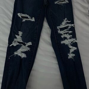 Distressed Dark Blue Jeans
